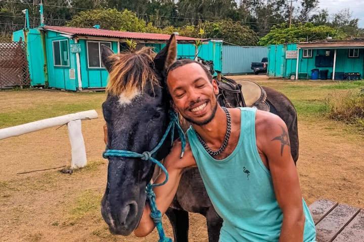 a man riding a horse