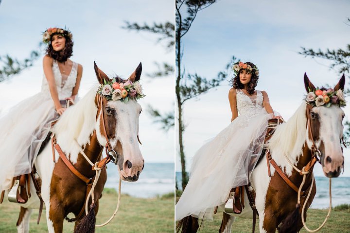 a couple of people riding on the back of a horse