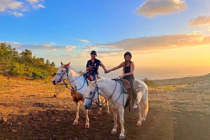 a man riding a horse