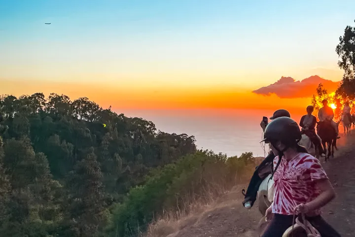 a person riding a bike down a dirt road