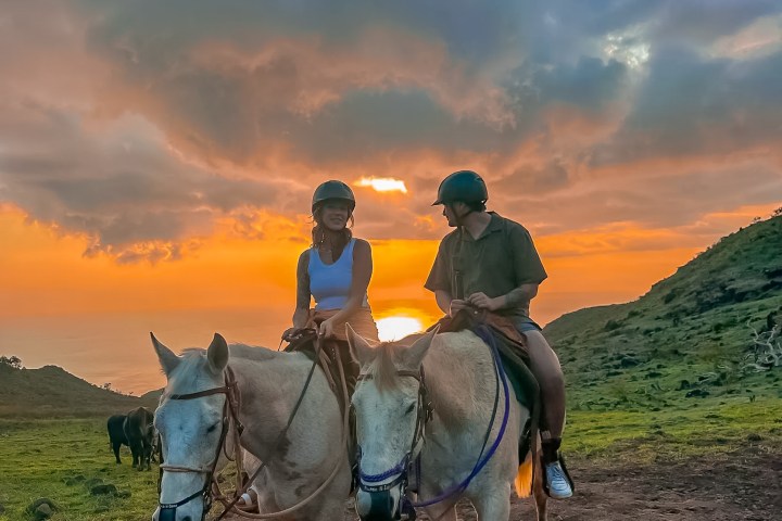 a man riding a horse