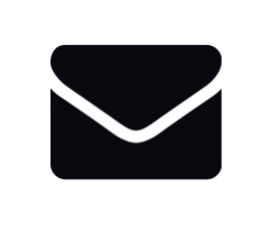 Simple black envelope icon on white background.