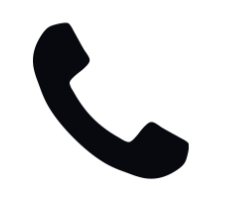 Black telephone handset icon on white background.
